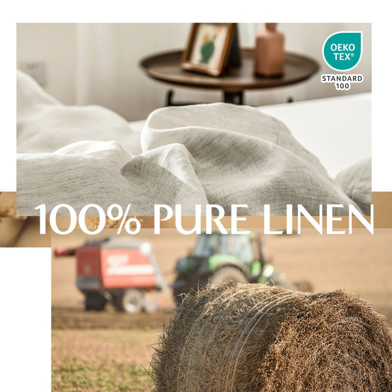 Simple&Opulence 100% Linen Duvet Cover Set, 3 Pieces Belgian Flax Breathable Bedding, 1 Comforter Cover+2 Pillowshams with Coconut Button Closure(Queen,Linen) - Image 2